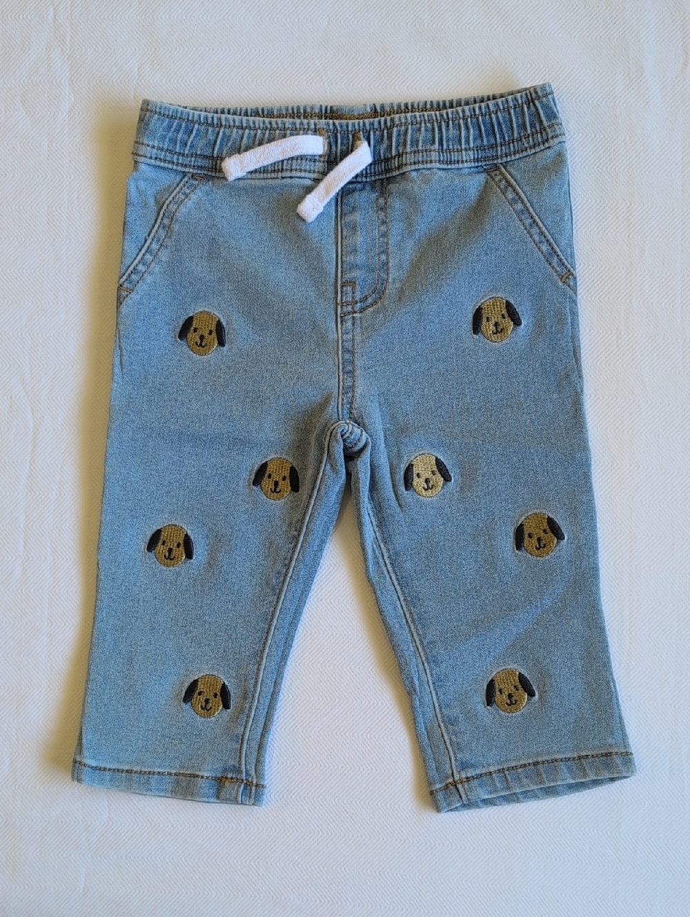 Joe Fresh Puppy Dog Embroidered Pull-On Stretch Denim Jeans 6-12 Months Baby Boy